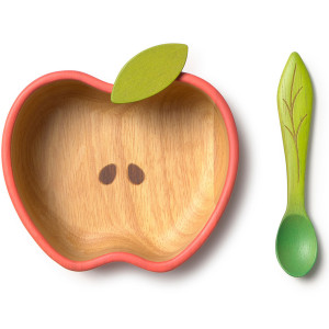 Set Bol & Cuillère bébé en bois d'hévea "Pepa la Pomme" Oli & Carol
