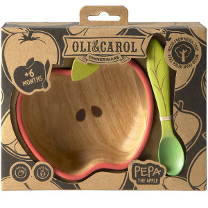 Set Bol & Cuillère bébé en bois d'hévea "Pepa la Pomme" Oli & Carol