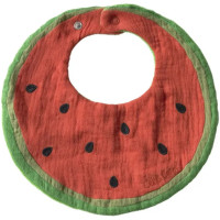 Bavoir rond en coton bio "Wally La Pastèque"