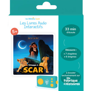 Livre audio pour Lunii "Défi vilain : échappe à Scar !" (5 ans et +)