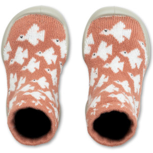 Chaussons Chaussettes à semelle souple "Oiseaux et Tulipes Phosphorescent"