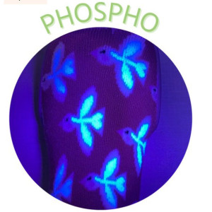 Chaussons Chaussettes à semelle souple "Oiseaux et Tulipes Phosphorescent"