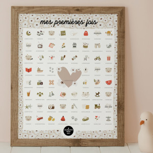Affiche "Mes premières fois - Ourson" avec tampon & encrier Les Petites Dates