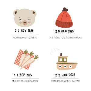 Affiche "Mes premières fois - Ourson" avec tampon & encrier Les Petites Dates