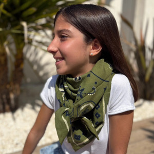 Foulard en coton Oscar "Bandana Kaki" (Grand)  Milinane