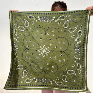 Foulard en coton Oscar "Bandana Kaki" (Grand)  Milinane