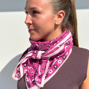 Foulard en coton Oscar "Graou Rose" (Grand) Milinane