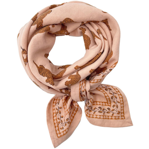 Foulard en coton Oscar "Tigre Pêche" (Grand)