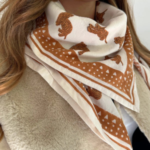Foulard en coton Oscar "Tigre Milk" (Grand) Milinane