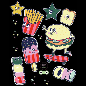 Stickers réflechissants pour vélo et accessoires "Food"