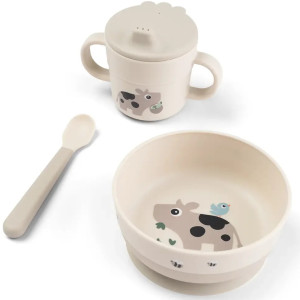 Coffret repas bébé anti-dérapant en silicone "Foodie Tiny Farm" Done by Deer