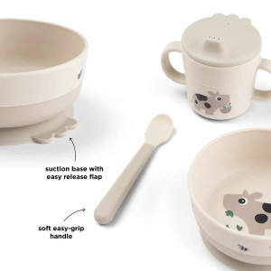 Coffret repas bébé anti-dérapant en silicone "Foodie Tiny Farm" Done by Deer