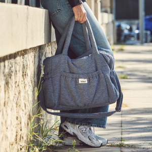 Sac à langer Comme un bonbon en double gaze de coton "Wavy Gris" Bebel