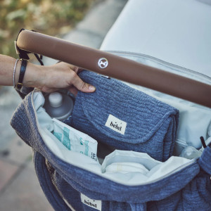 Sac à langer Comme un bonbon en double gaze de coton "Wavy Gris" Bebel