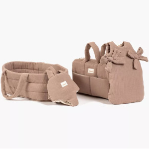 Sac à langer en gaze de coton Angel "Moka" pour poupon Gordis Minikane