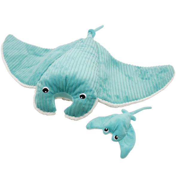 Peluche Ptipotos Raie Manta Maman + Bébé "Aqua"