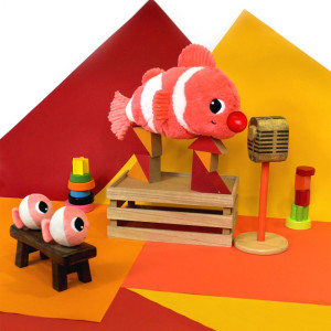 Peluche Ptipotos Poisson Clown Maman + Bébé "Corail"