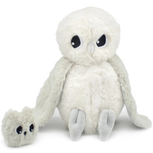 Peluche Ptipotos Chouette Polaire + Bébé "Blanc" Déglingos
