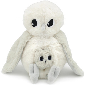 Peluche Ptipotos Chouette Polaire + Bébé "Blanc" Déglingos