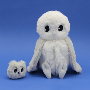 Peluche Ptipotos Chouette Polaire + Bébé "Blanc" Déglingos