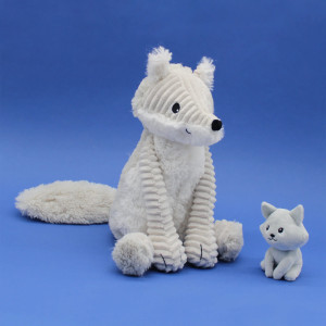 Peluche Ptipotos Renard Arctique + Bébé "Blanc" Déglingos