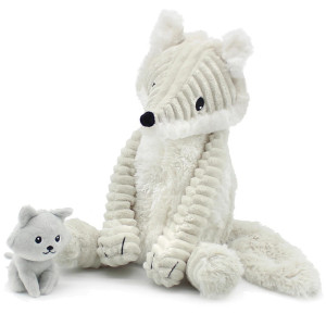 Peluche Ptipotos Renard Arctique + Bébé "Blanc" Déglingos