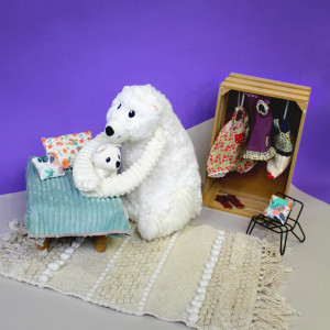 Peluche Ptipotos Ours Polaire + Bébé "Blanc"