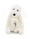 Peluche Ptipotos Ours Polaire Maman + Bébé "Blanc" (37 cm)
