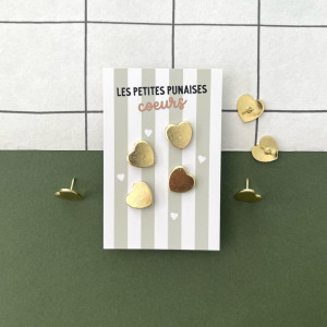 Punaises Coeurs dorés (x4) Les Petites Dates