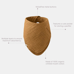 Bavoir bandana en mousseline de coton bio "Sable" Bibs