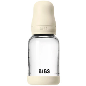 Biberon Bibs 120ml en verre ultra-résistant avec tétine en latex Débit Lent "Ivoire"