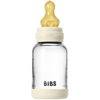 Biberon 120ml en verre ultra-résistant avec tétine en latex Débit Lent "Ivoire"