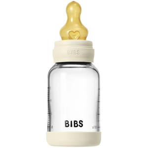 Biberon Bibs 120ml en verre ultra-résistant avec tétine en latex Débit Lent "Ivoire"