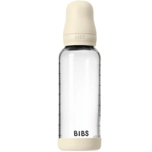 Biberon Bibs 240 ml en verre ultra-résistant avec tétine en latex Débit Medium "Ivoire"