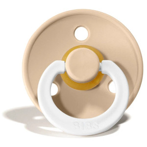 Tétine BIBS ronde en caoutchouc naturel (0-6 mois) Phosphorescent "Vanille"