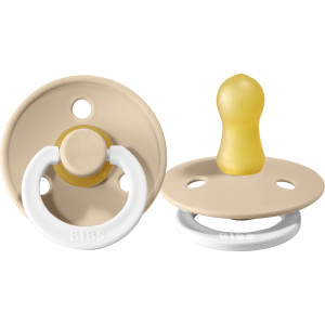 Tétine BIBS ronde en caoutchouc naturel (0-6 mois) Phosphorescent "Vanille"