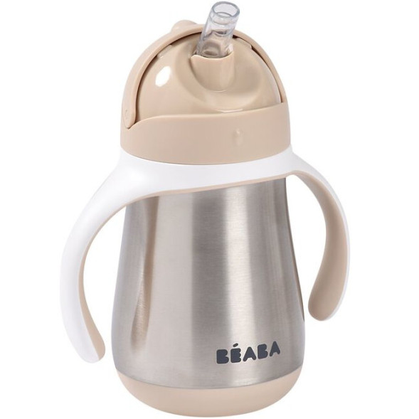 Tasse d'apprentissage isotherme à paille anti-fuite en inox "Terre d'argile" (250ml)