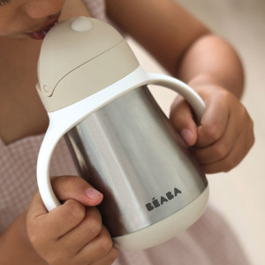Tasse d'apprentissage à paille anti-fuite en inox "Terre d'argile" (250ml) Beaba