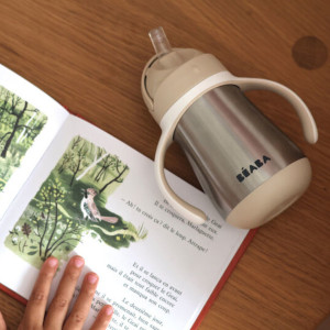 Tasse d'apprentissage à paille anti-fuite en inox "Terre d'argile" (250ml) Beaba