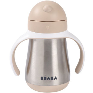 Tasse d'apprentissage à paille anti-fuite en inox "Terre d'argile" (250ml) Beaba