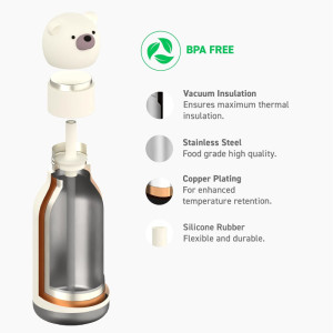 Gourde en inox isotherme (460 ml) "Ours Blanc" Asobu