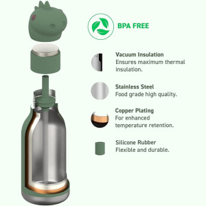 Gourde en inox isotherme (460 ml) Bestie "Dinosaure" Asobu