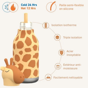Gourde en inox isotherme (460 ml) Bestie "Girafe" Asobu