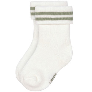 Chaussettes bébé Naissance en coton bio bouclette "Rayures Kaki Caramel" Lassig