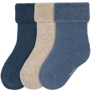 Chaussettes bébé Naissance en coton bio bouclette "Bleu" (x3)