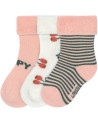 Chaussettes bébé Naissance en coton bio bouclette "Cerise Pêche" (x3)