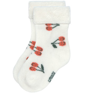 Chaussettes bébé Naissance en coton bio bouclette "Cerise Pêche" (x3)