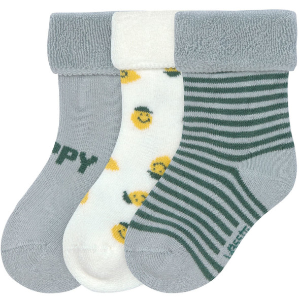 Chaussettes bébé (4-12 mois) en coton bio bouclette "Citron Bleu" (x3)