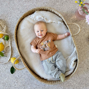 Chaussettes bébé (4-12 mois) en coton bio bouclette "Rayures Kaki/Camel" (x3)