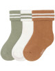 Chaussettes bébé (4-12 mois) en coton bio bouclette "Rayures Kaki/Camel" (x3)